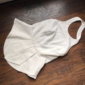 White peplum open back halter tank